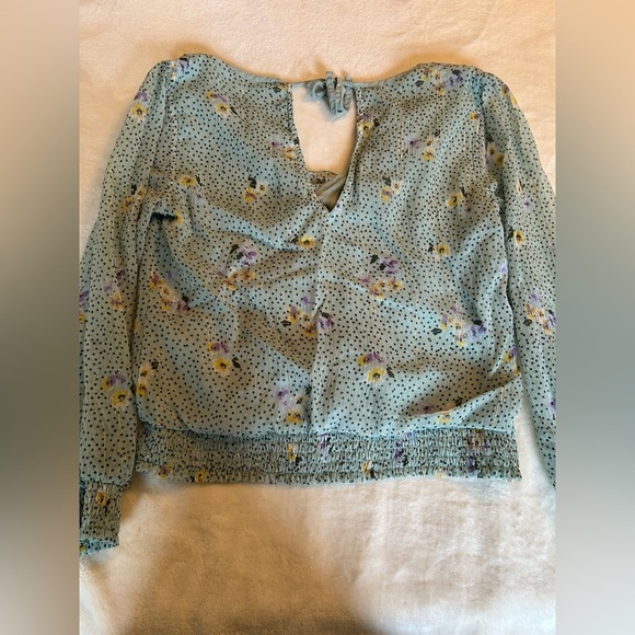 Abercrombie & Fitch Blue Low Cut Floral Blouse - Picture 5 of 5